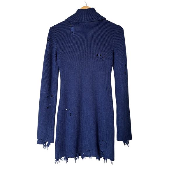 Lovers & Friends Dress Keeney Distressed Wool Blend Long Sleeve High Neck Sz XS - Picture 6 of 8